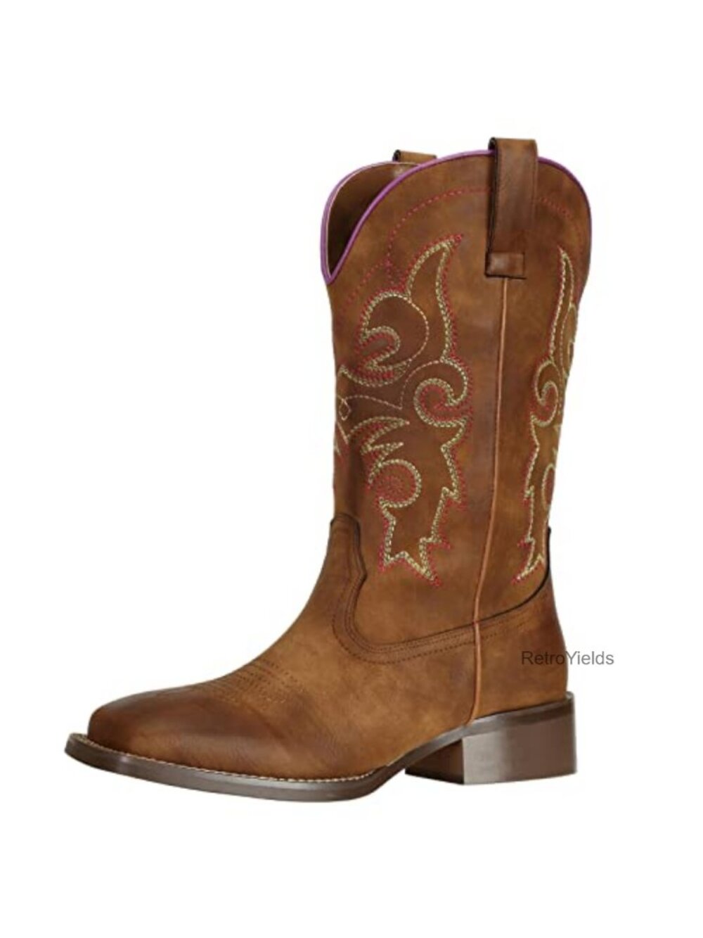 Wide Square Toe Cowboy Boots Faux Leather Wide Calf Western Boots